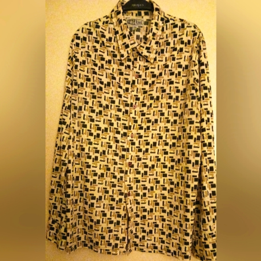 Mens vtg 90s 70s style print shirt Sz XL